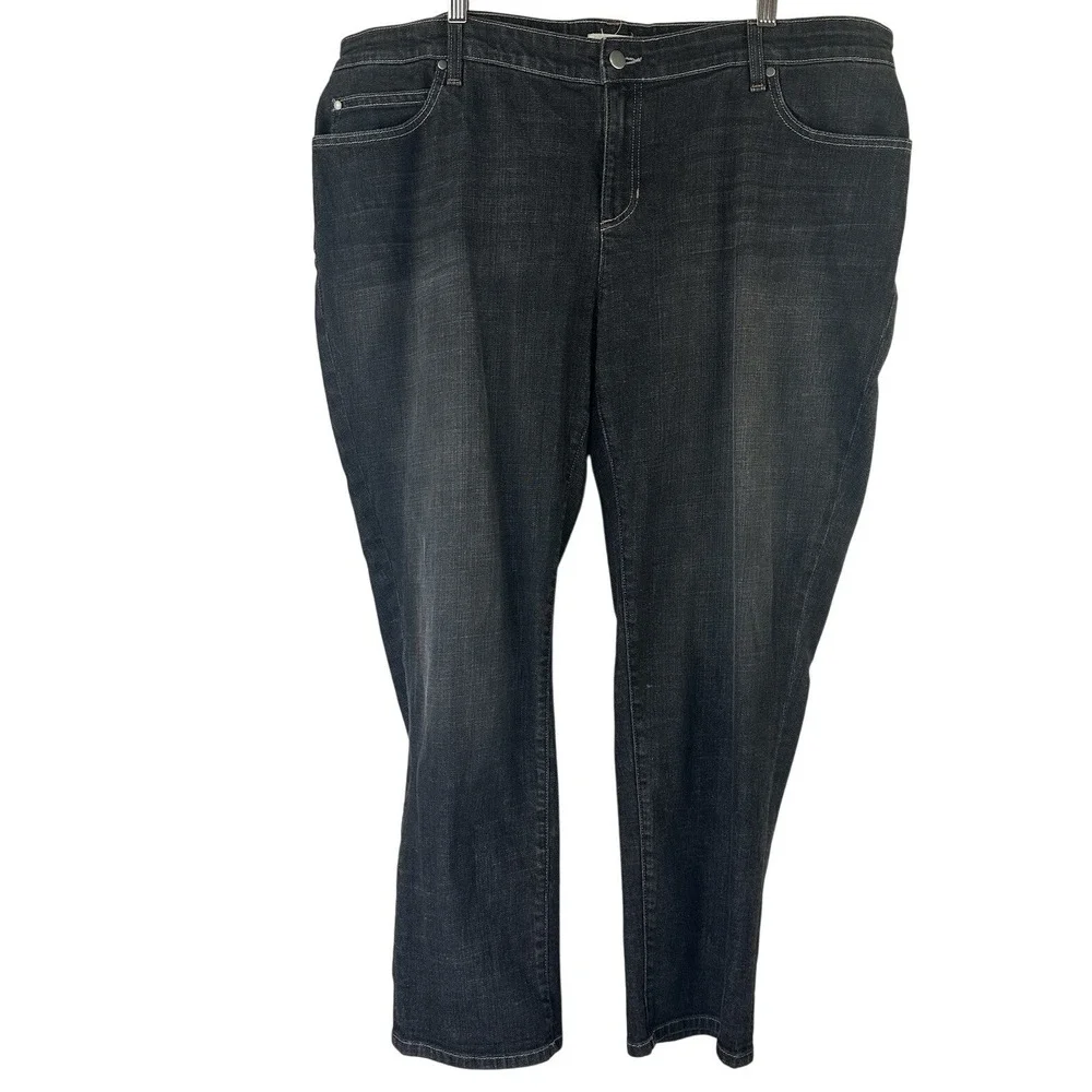 Eileen Fisher Woman Organic Cotton Stretch Denim Pants Jeans Black Women's 18W